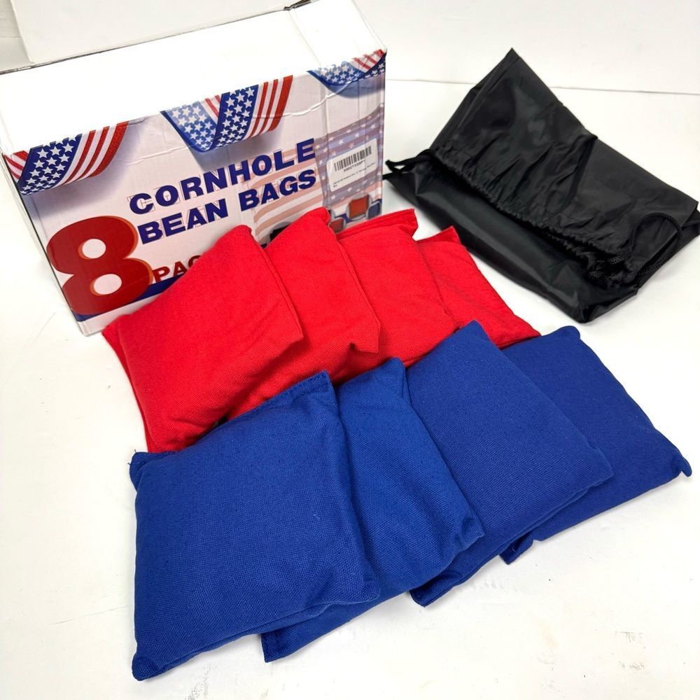 Cornhole Bags Set of 8 Regulation Bean Bags Weather Resistant with Tote Bag